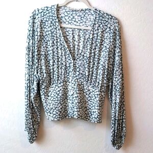 Abercrombie & Fitch Floral Button Front Cropped Blouse SZ L
